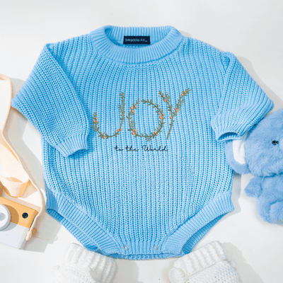 Joy to the World Embroidery Baby Romper - SwaddleAn