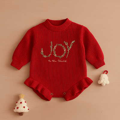 Joy to the World Embroidery Baby Romper - SwaddleAn