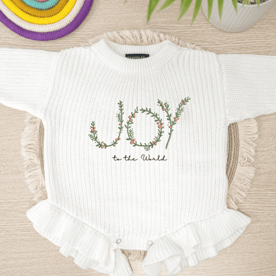 Joy to the World Embroidery Baby Romper - SwaddleAn
