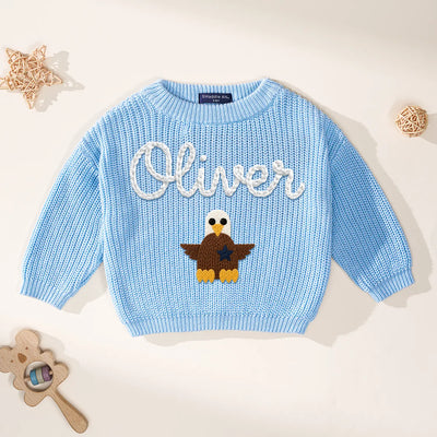 July 4th Eagle Custom Name Baby Sweater