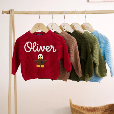 July 4th Eagle Custom Name Baby Sweater