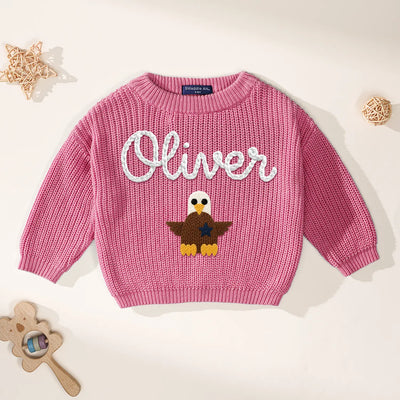 July 4th Eagle Custom Name Baby Sweater