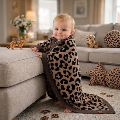 Leopard Jacquard Knit Baby Blanket
