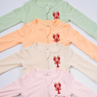 Lobster Embroidered Baby Pajamas - SwaddleAn 4 Pastel Colors