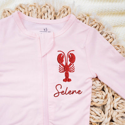 Lobster Embroidered Baby Pajamas - SwaddleAn Mary Rose