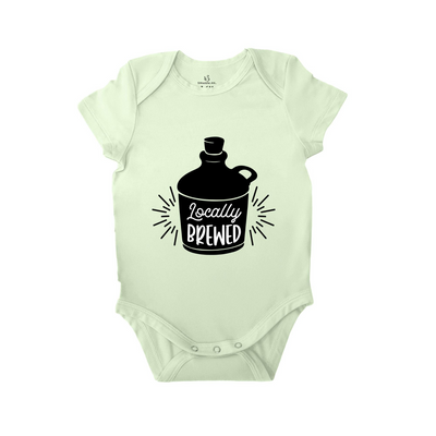 'Locally Brewed' Bodysuit | Funny Beer Baby Onesie in Mint