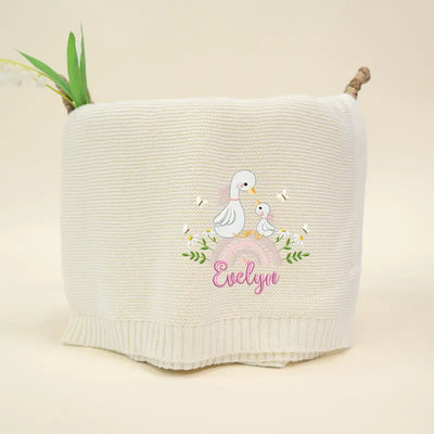 Lovely Swan Embroidery Baby Blanket