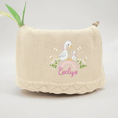 Lovely Swan Embroidery Baby Blanket