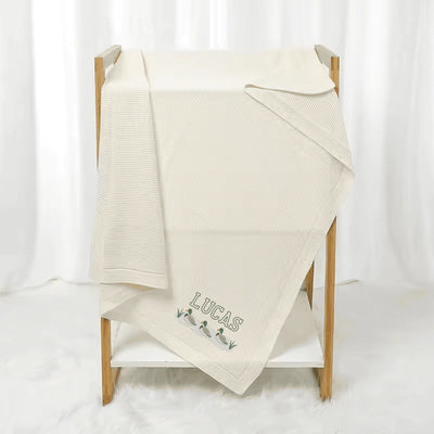 Mallard Ducks Custom Name Embroidered Knit Blanket - SwaddleAn