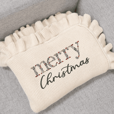 Merry Christmas Embroidery Baby Blanket