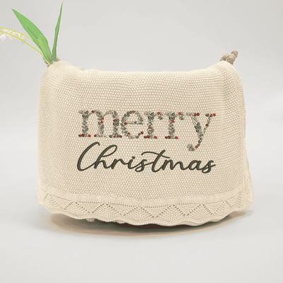 Merry Christmas Embroidery Baby Blanket