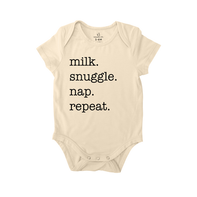 Milk Snuggle Nap Repeat Baby Onesie