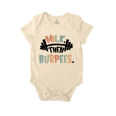 Milk Then Burpees Baby Onesie - Gym & Crossfit Bamboo Bodysuit