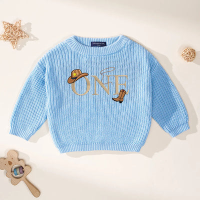 My First Rodeo Embroidered Baby Sweater