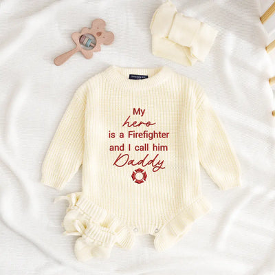 'My Hero is a Firefighter and I call him' Baby Romper
