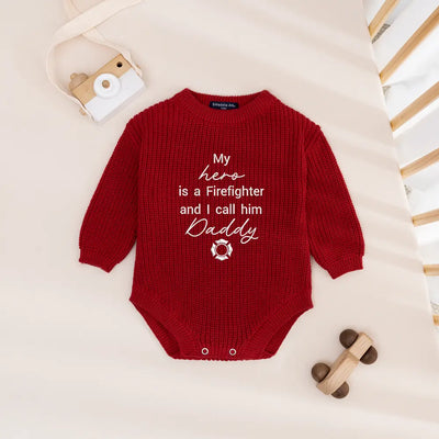 'My Hero is a Firefighter and I call him' Baby Romper