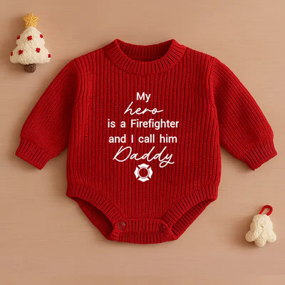 'My Hero is a Firefighter and I call him' Baby Romper