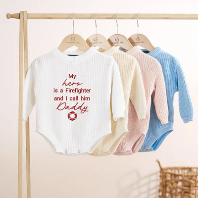 'My Hero is a Firefighter and I call him' Baby Romper