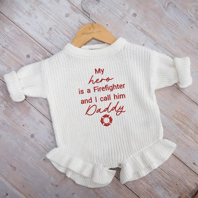 'My Hero is a Firefighter and I call him' Baby Romper