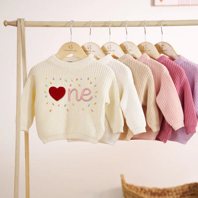 One Sweet Heart Hand-Embroidered First Birthday Sweater
