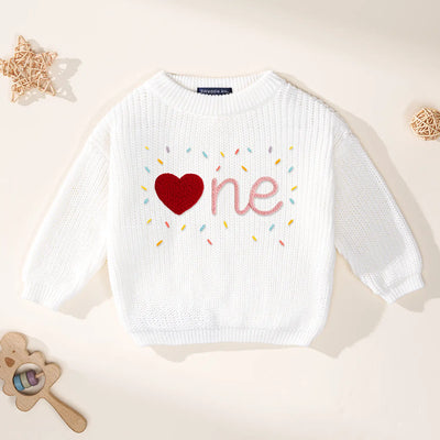 One Sweet Heart Hand-Embroidered First Birthday Sweater