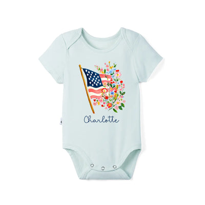 Personalized 4th of July Flower Baby Onesie