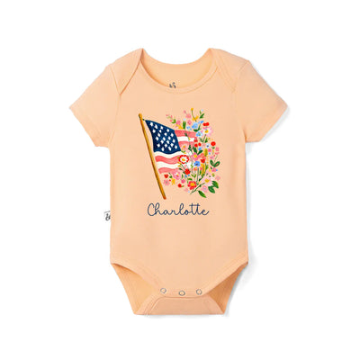 Personalized 4th of July Flower Baby Onesie