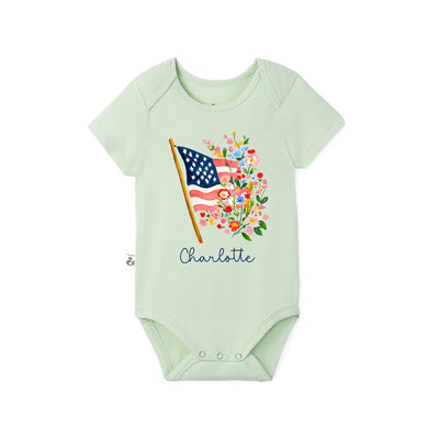 Personalized 4th of July Flower Baby Onesie
