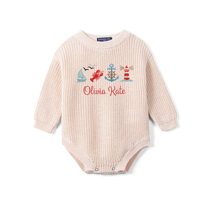 Personalized Anchor Sailboat & Lighthouse Baby Romper