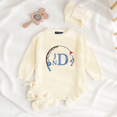 Personalized Monogram Baby Fishing Romper