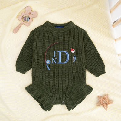 Personalized Monogram Baby Fishing Romper