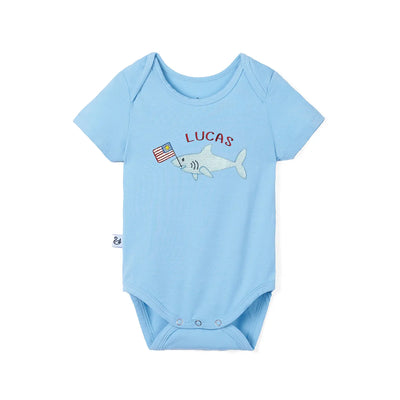 Personalized Patriotic America Sharks Baby Onesie