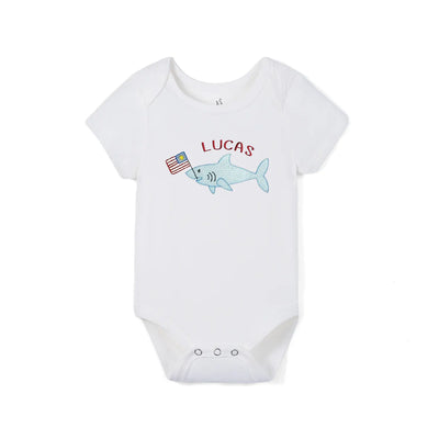 Personalized Patriotic America Sharks Baby Onesie