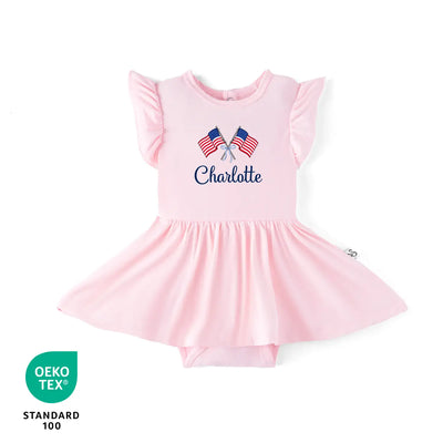 Personalized Patriotic Baby Twirl Bodysuit Dress