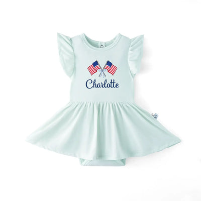 Personalized Patriotic Baby Twirl Bodysuit Dress