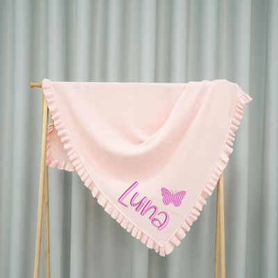 Custom Animal & Name Baby Blanket | Embroidery Design