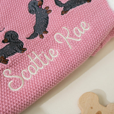 Personalized Baby Girl Blanket with Dachshund Embroidery 3