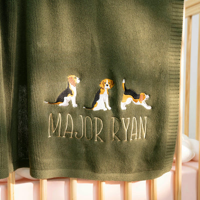 Personalized Beagle Puppy Baby Blanket 1
