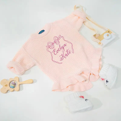 Personalized Bow Embroidered Baby Romper