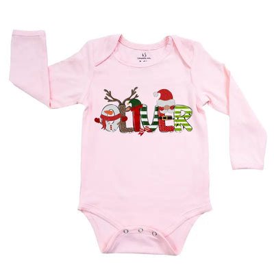 Personalized Christmas Alphabet Baby Name Onesie