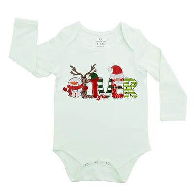 Personalized Christmas Alphabet Baby Name Onesie