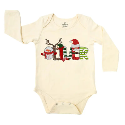 Personalized Christmas Alphabet Baby Name Onesie