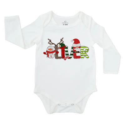 Personalized Christmas Alphabet Baby Name Onesie