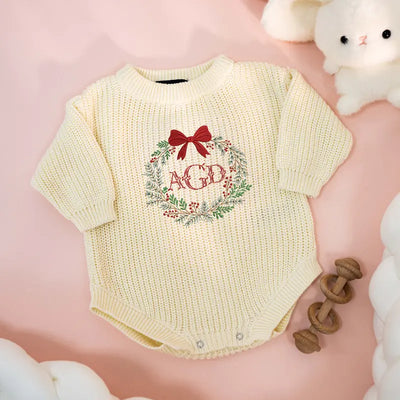 Personalized Christmas Baby Monogrammed Romper