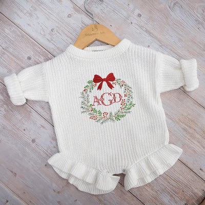 Personalized Christmas Baby Monogrammed Romper