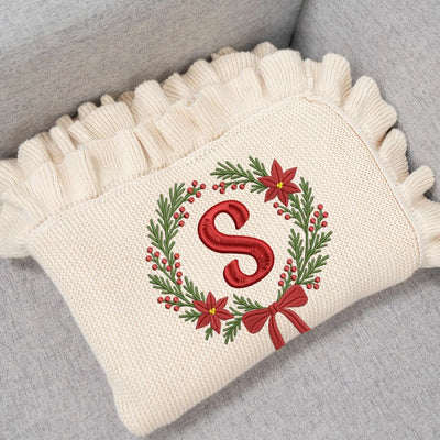 Personalized Christmas Custom Initial Baby Blanket