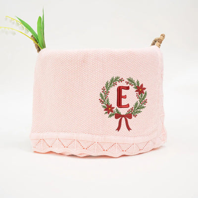 Personalized Christmas Custom Initial Baby Blanket