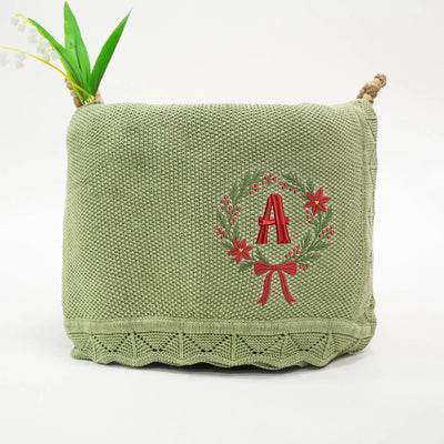 Personalized Christmas Custom Initial Baby Blanket