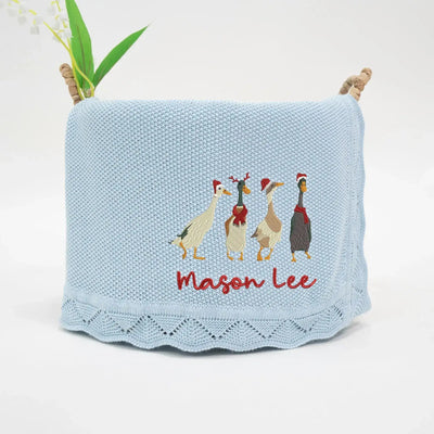 Personalized Christmas Mallard Duck Xmas Embroidery Baby Blanket SwaddleAn