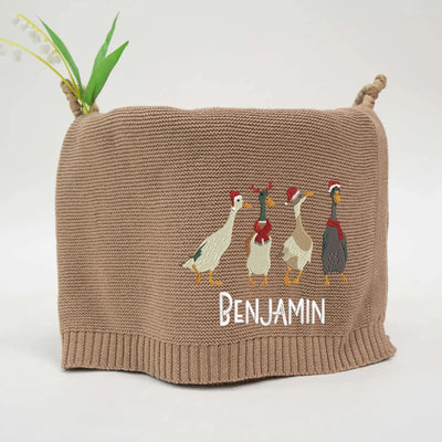 Personalized Christmas Mallard Duck Xmas Embroidery Baby Blanket SwaddleAn